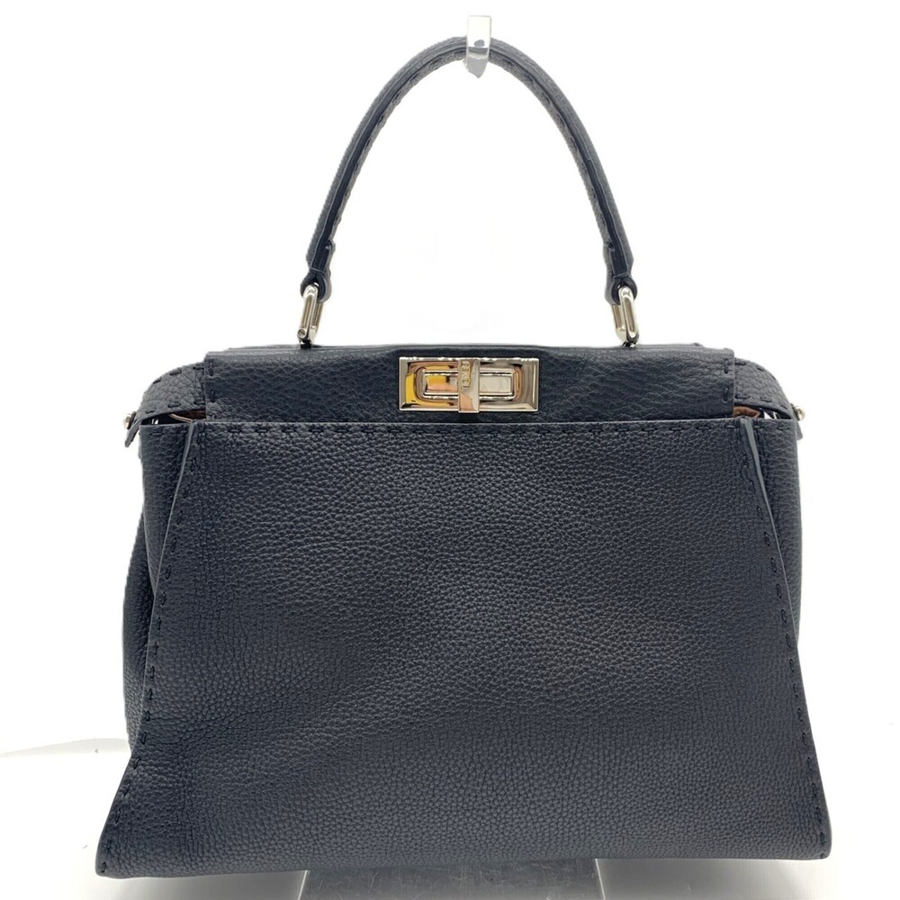 Fendi Peekaboo Selleria Medium Hand Shoulder Bag 8BN226 Black FENDI